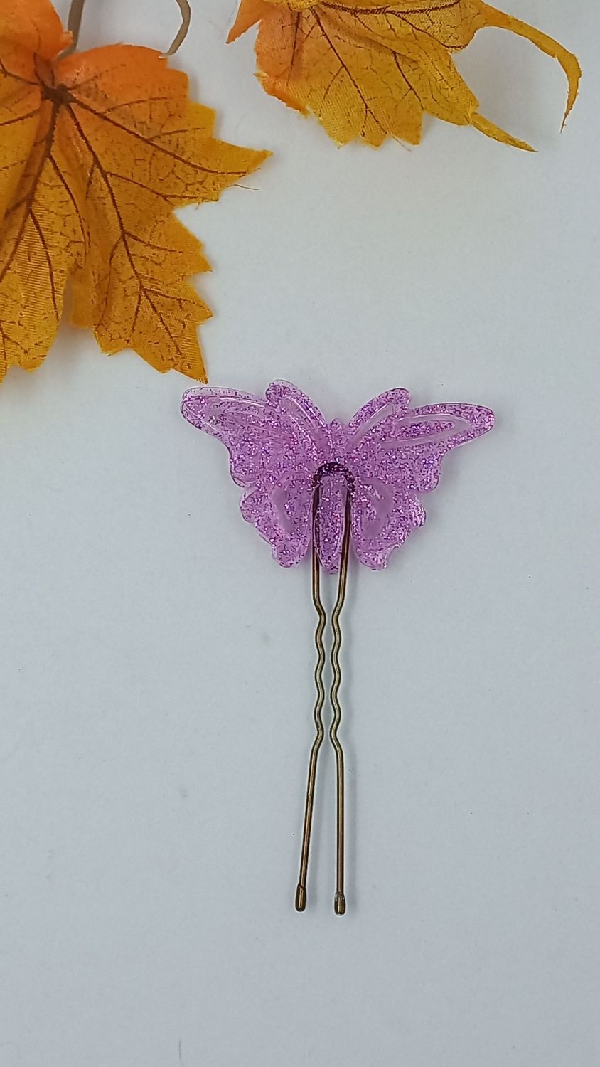Pince chignon - Papillon roses paillettes