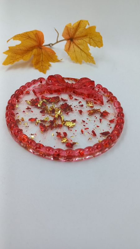 Vide poche nœud rouge/doré