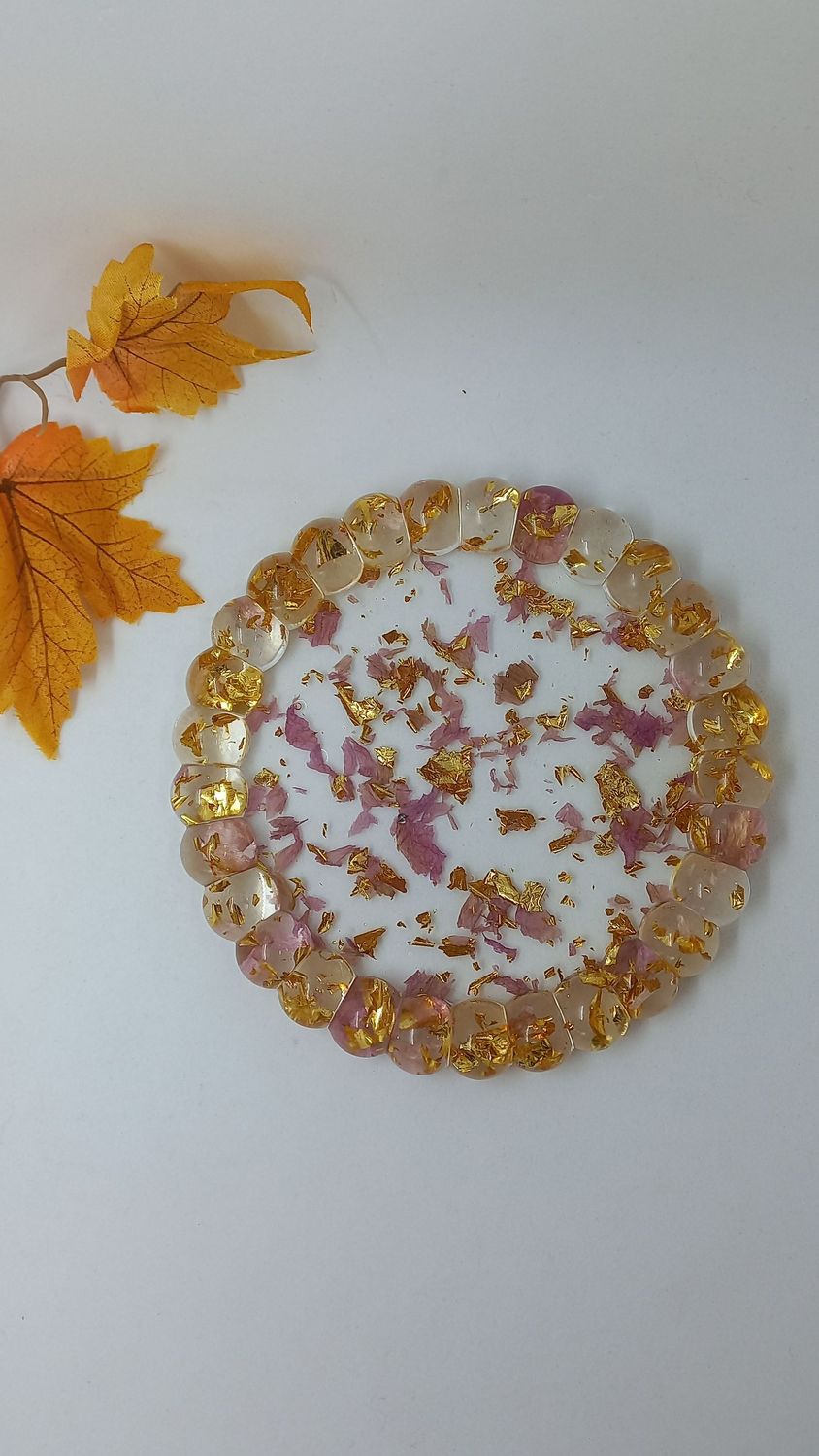 Vide poche bubule fleur séchées/doré