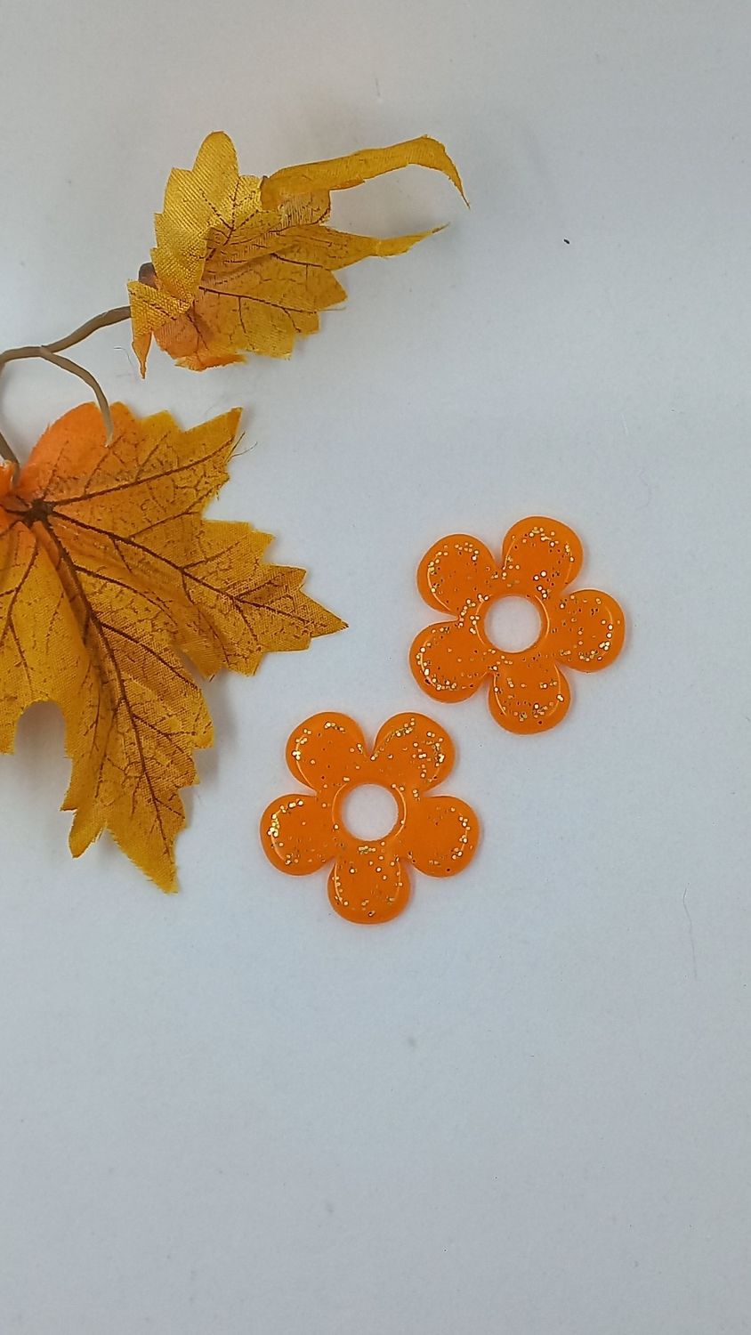 Pampilles orange opaque/paillettes doré