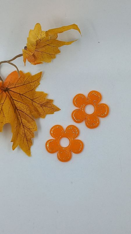 Pampilles orange opaque/paillettes doré