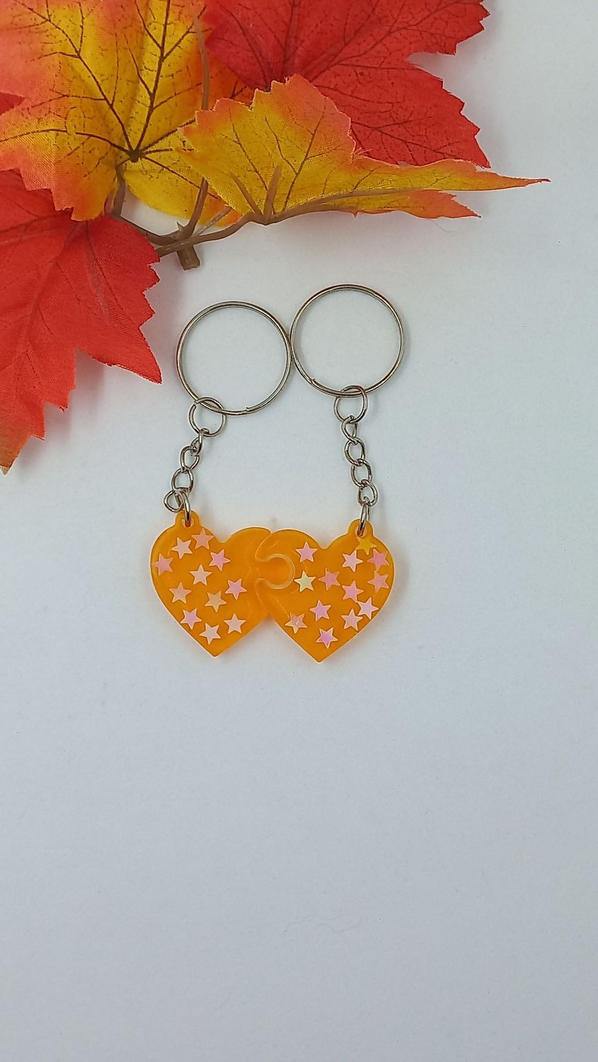 Double coeur - orange/étoile