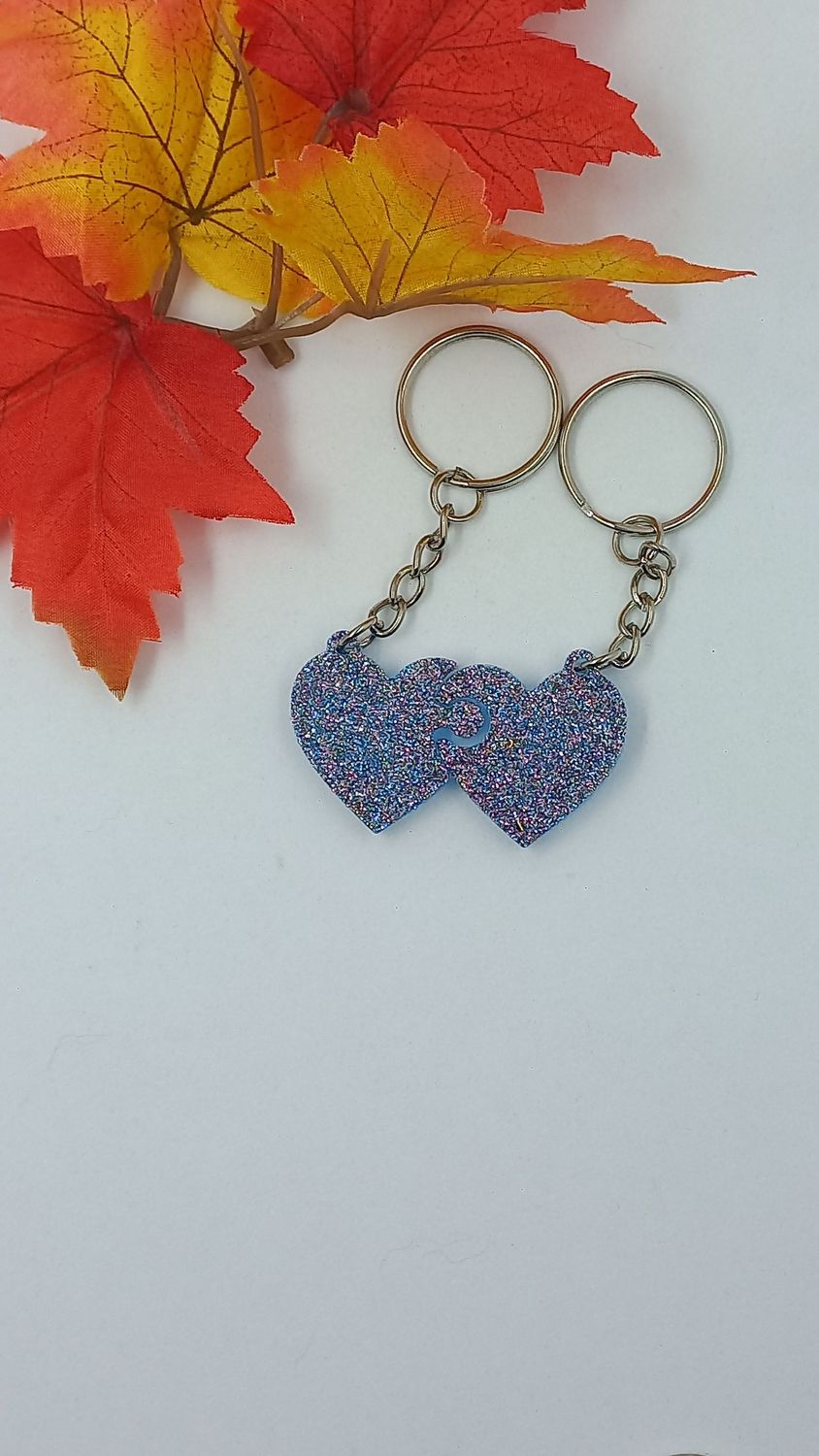 Double coeur - bleu paillette