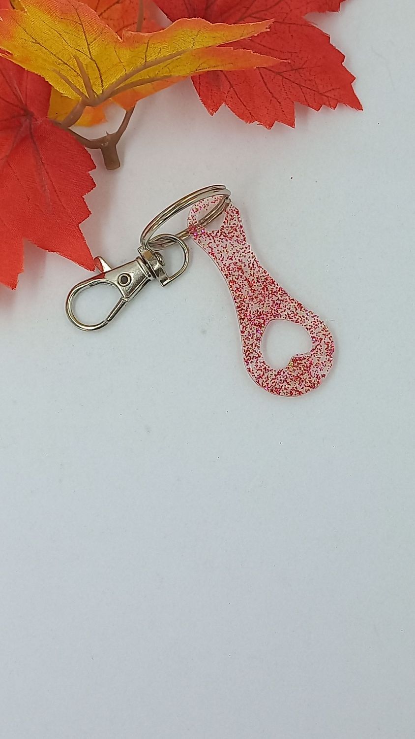 Jeton Coeur - paillettes framboise doré