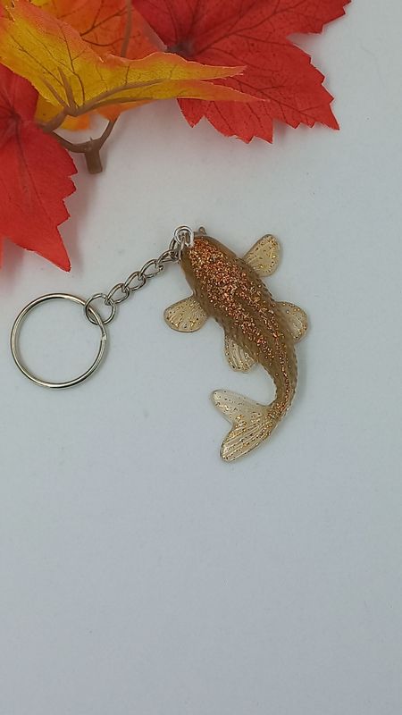 Carpe koi - marron translucide/ marron doré paillettes