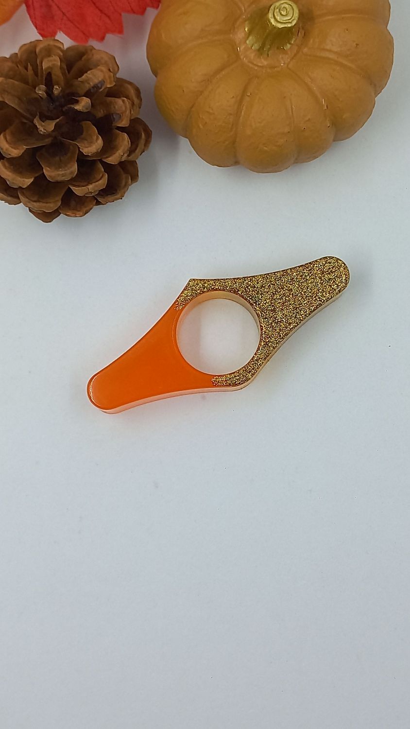 Bague de lecture losange - orange/ doré paillettes