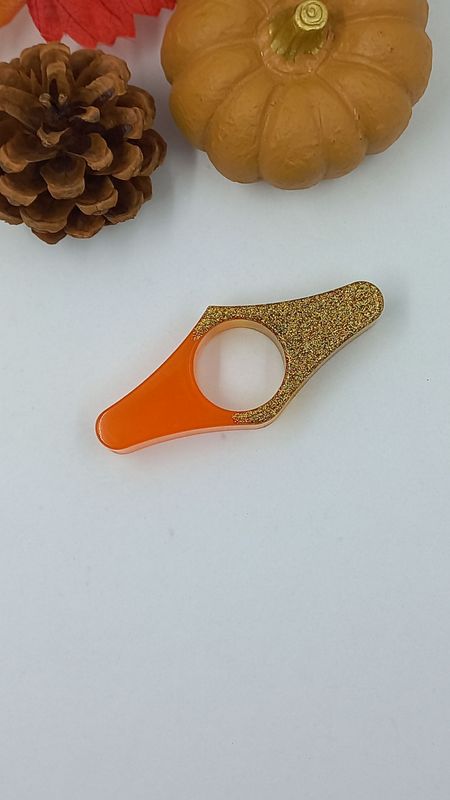 Bague de lecture losange - orange/ doré paillettes