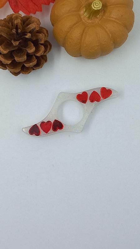 Bague de lecture - blanc coeur rouge