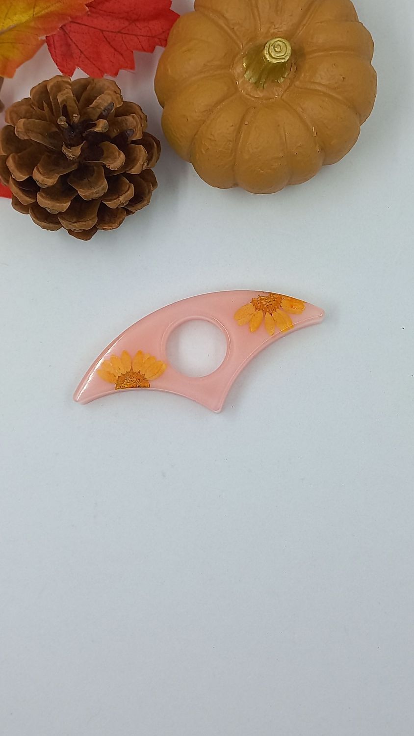 Bague de lecture - rose pastel / fleur orange