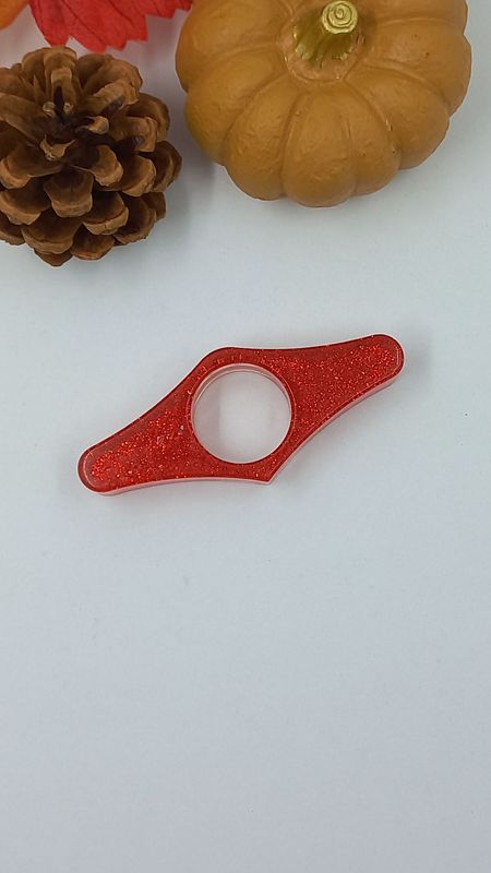 Bague de lecture losange - rouge paillettes