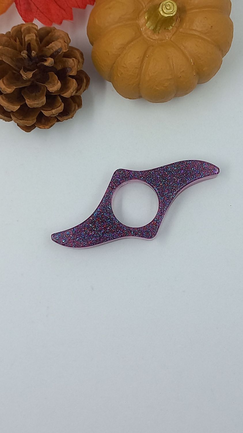 Bague de lecture - bleu paillettes fond violet