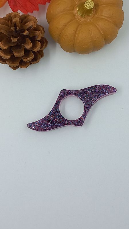 Bague de lecture - bleu paillettes fond violet