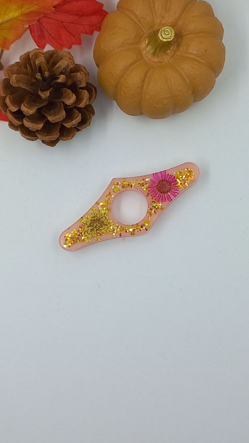 Bague de lecture - doré paillettes / fleur rose jaune