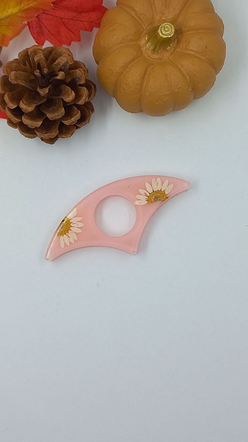 Bague de lecture - rose pastel / fleur blanche