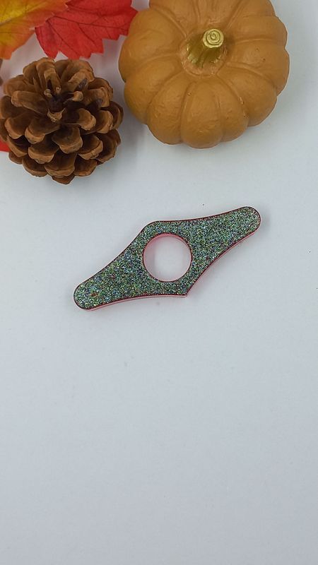 Bague de lecture - fond rouge / vert argent paillettes