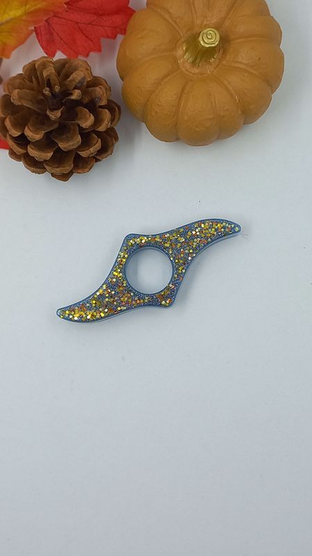 Bague de lecture - fond bleu / doré paillettes