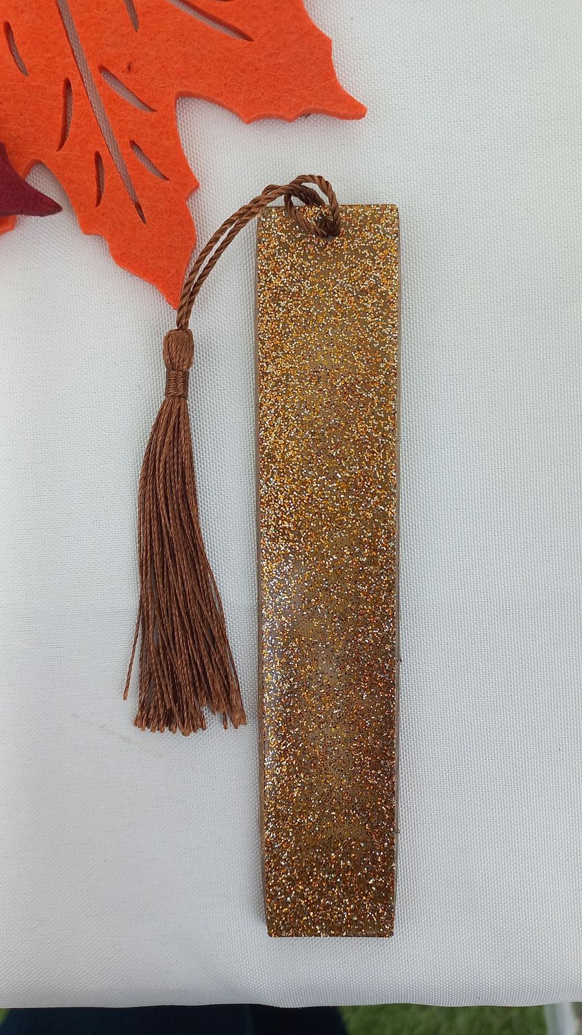 Marque page -  marron paillettes