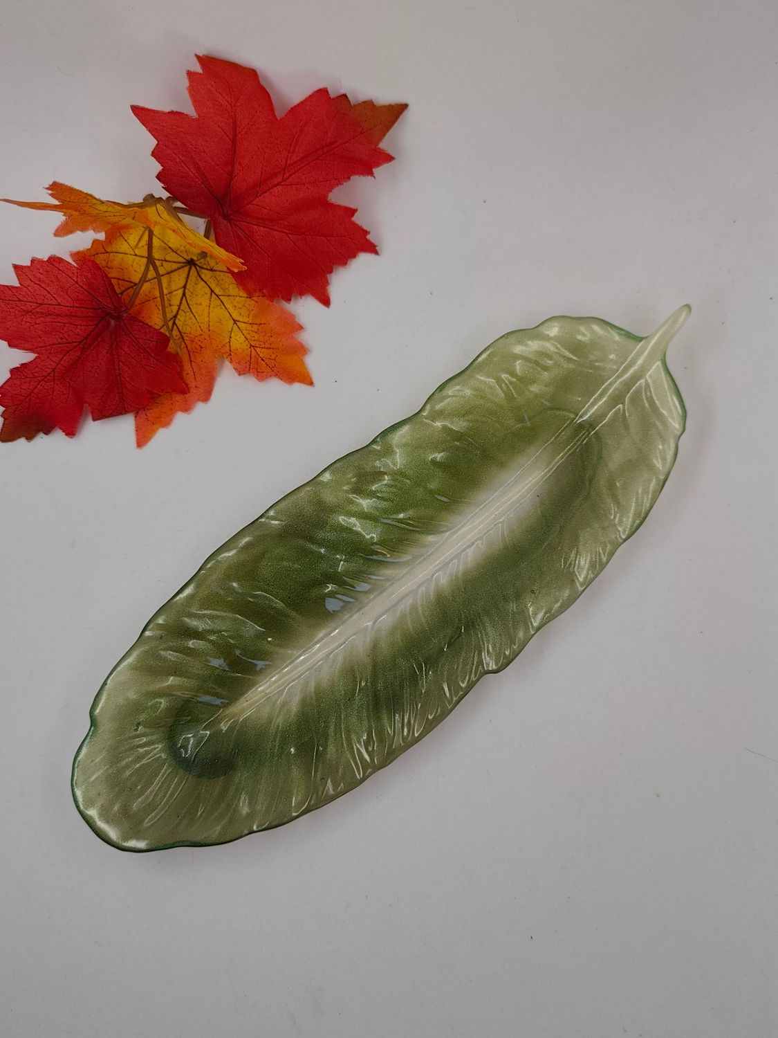 Vide poche plume verte