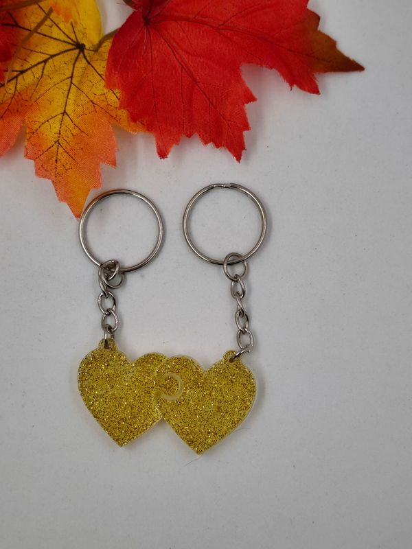 Double cœur -doré paillettes Double cœur -doré paillettes