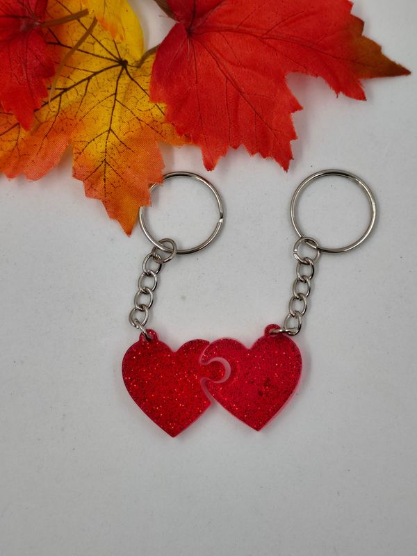 Double cœur -rouge paillettes Double cœur -rouge paillettes