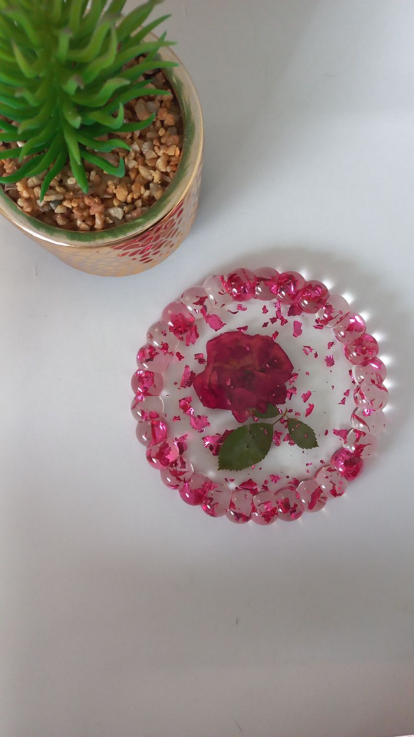 Vide poche bubule fleur séchées/rosé