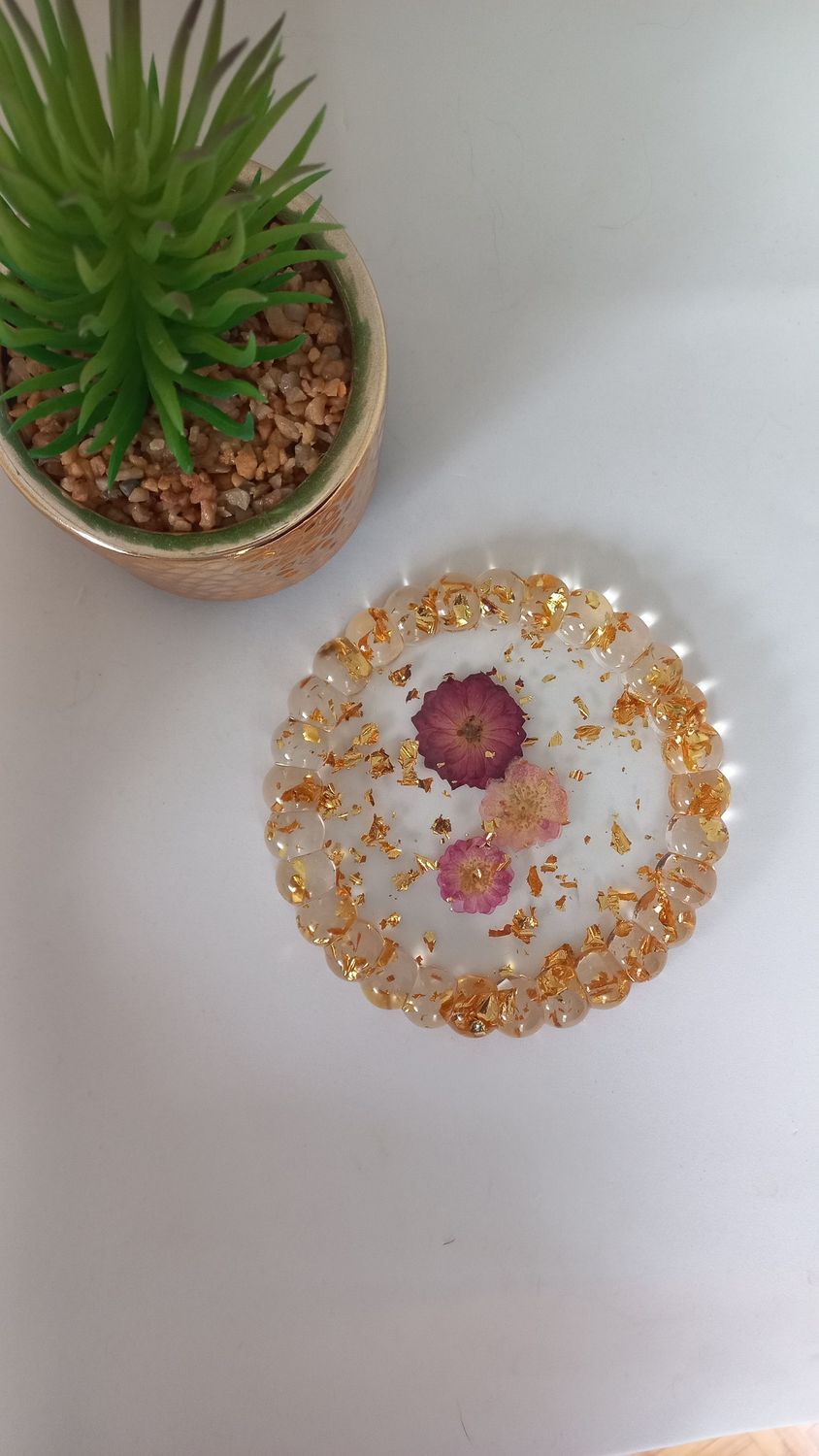 Vide poche bubule fleurs/doré