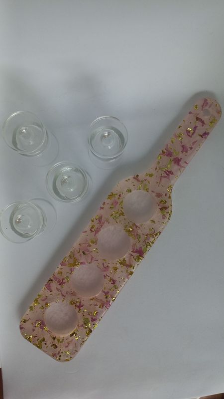 Planche shooter - fleurs séchés / doré / fond crème