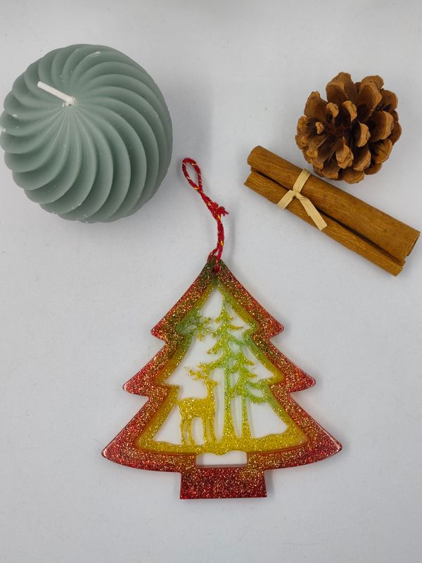 Sapin cerf doré paillettes Sapin cerf doré paillettes