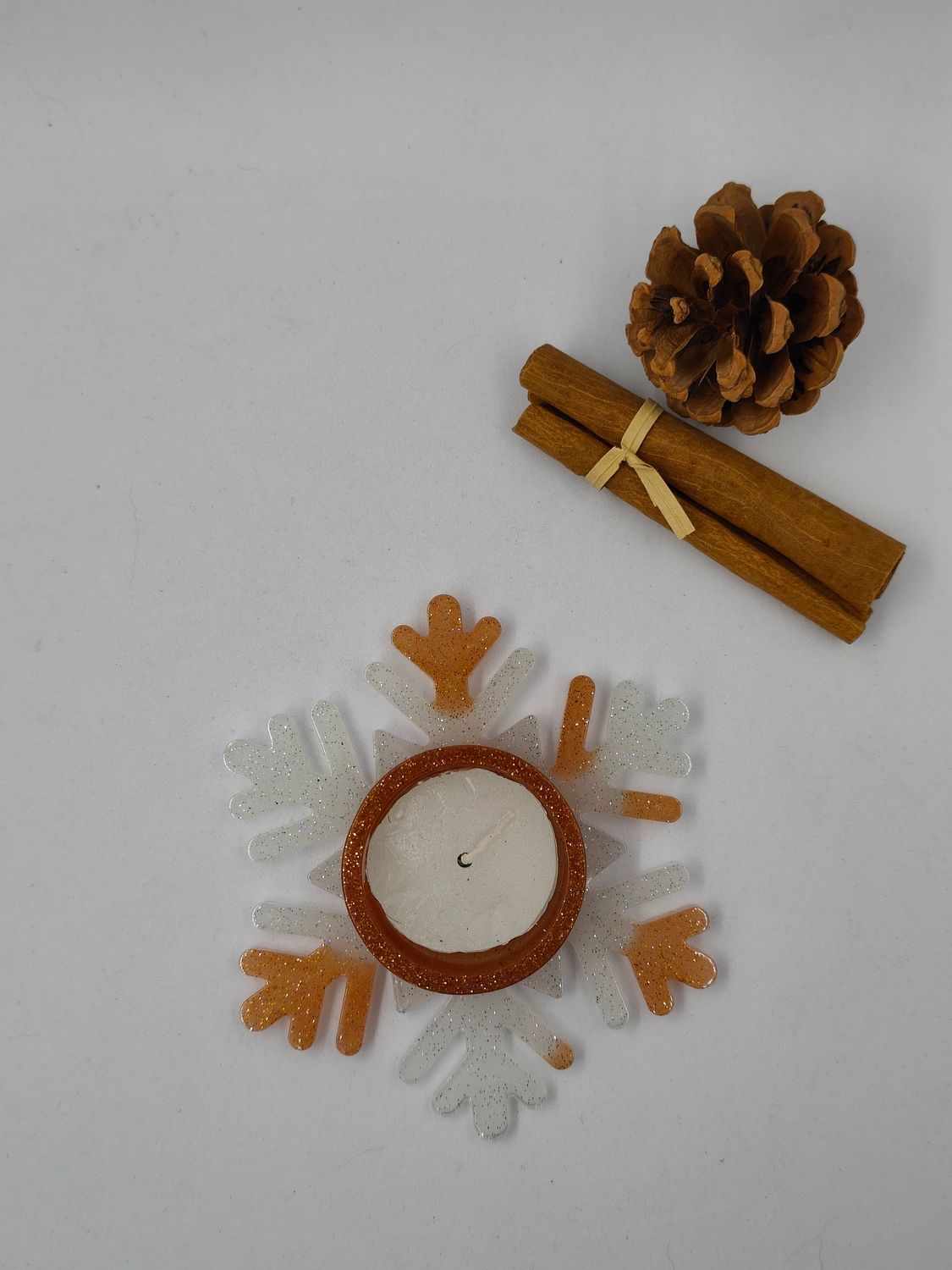 Bougeoir - marron / blanc