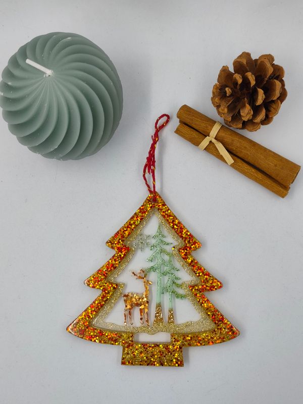 Sapin cerf marron paillettes Sapin cerf marron paillettes