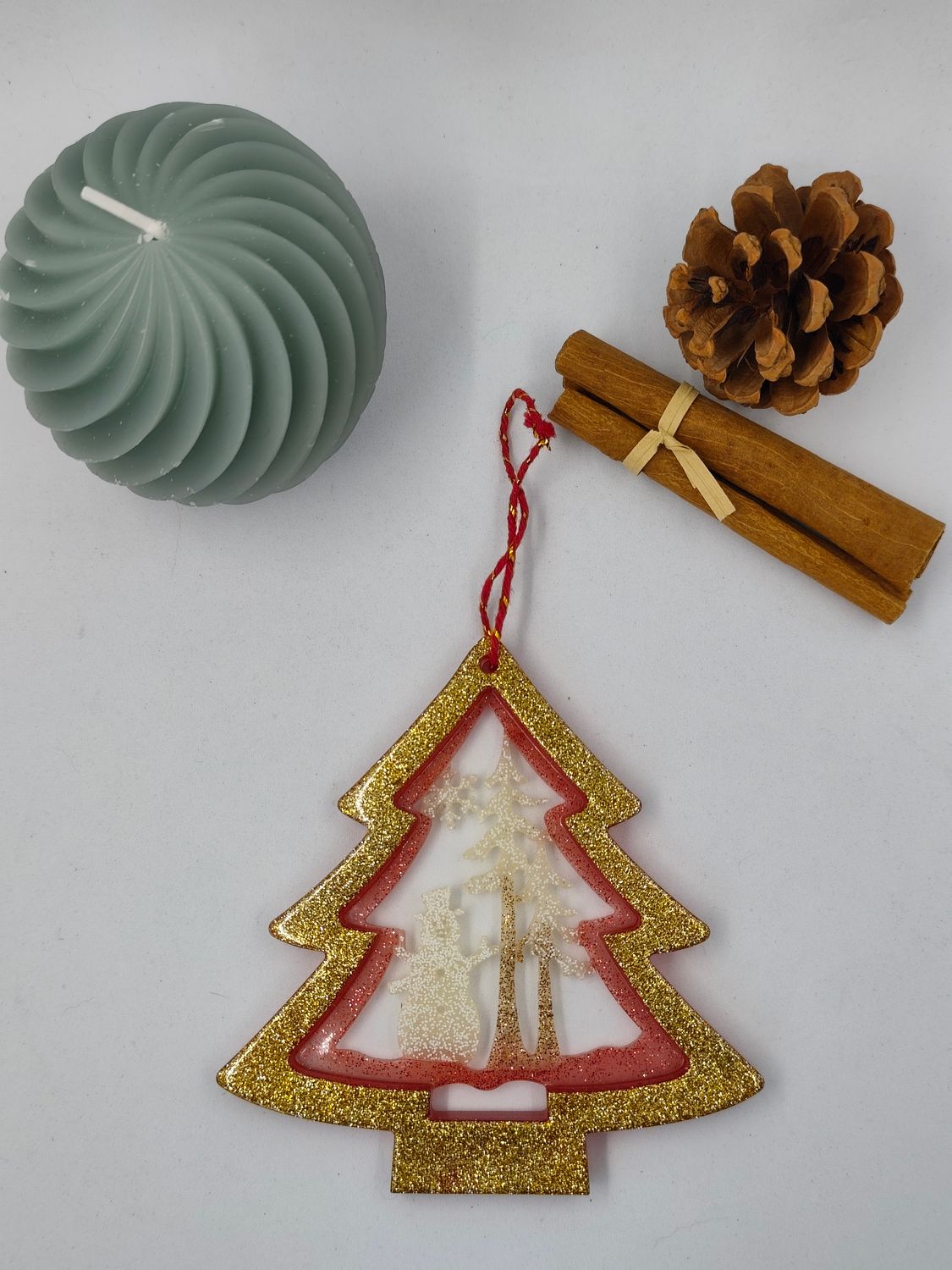 Sapin bonhomme de neige blanc/rouge/jaune paillettes