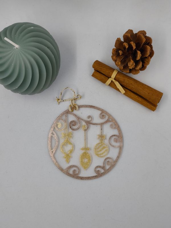 Boule fine - Guirlande doré / marron paillettes Boule fine - Guirlande doré / marron paillettes