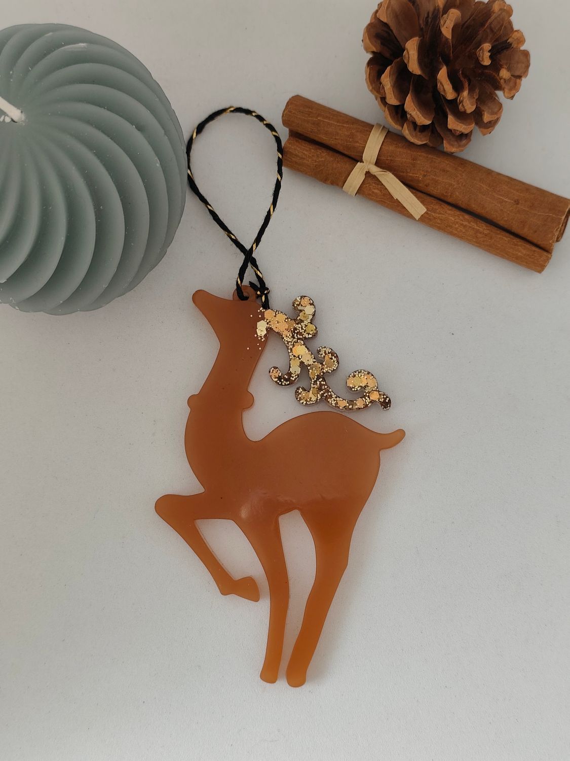 Cerf Petit - marron / doré paillettes