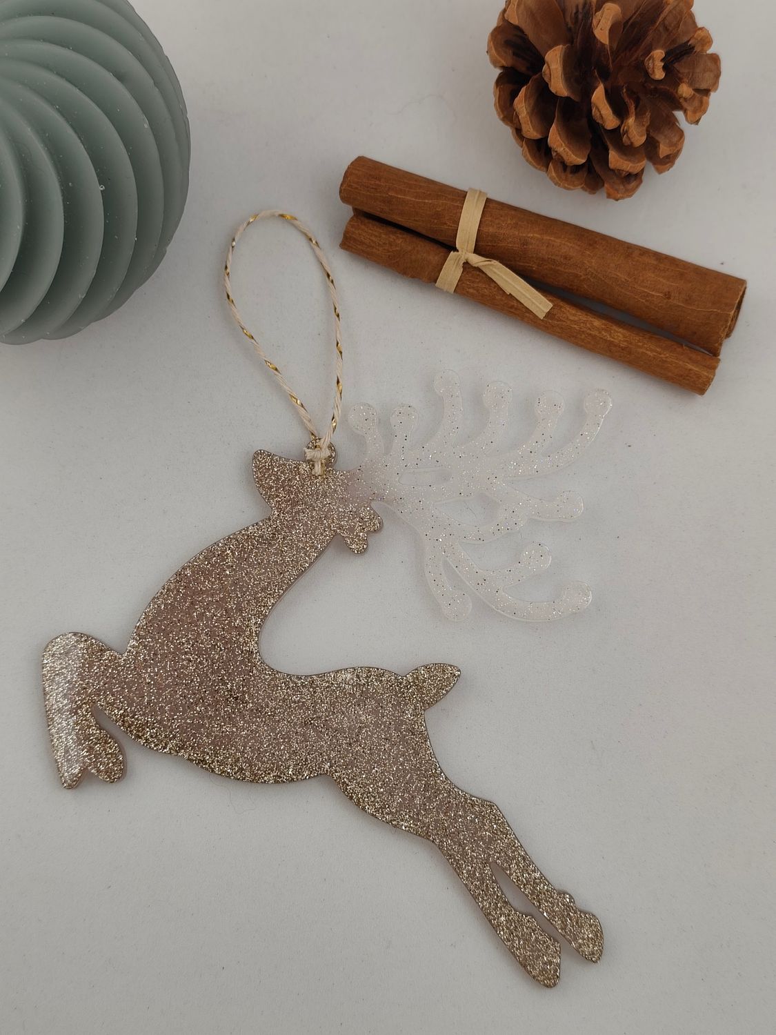 Cerf Adulte - marron / blanc paillettes