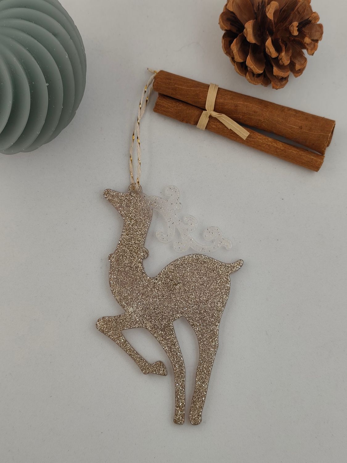 Cerf Petit - marron / blanc paillettes