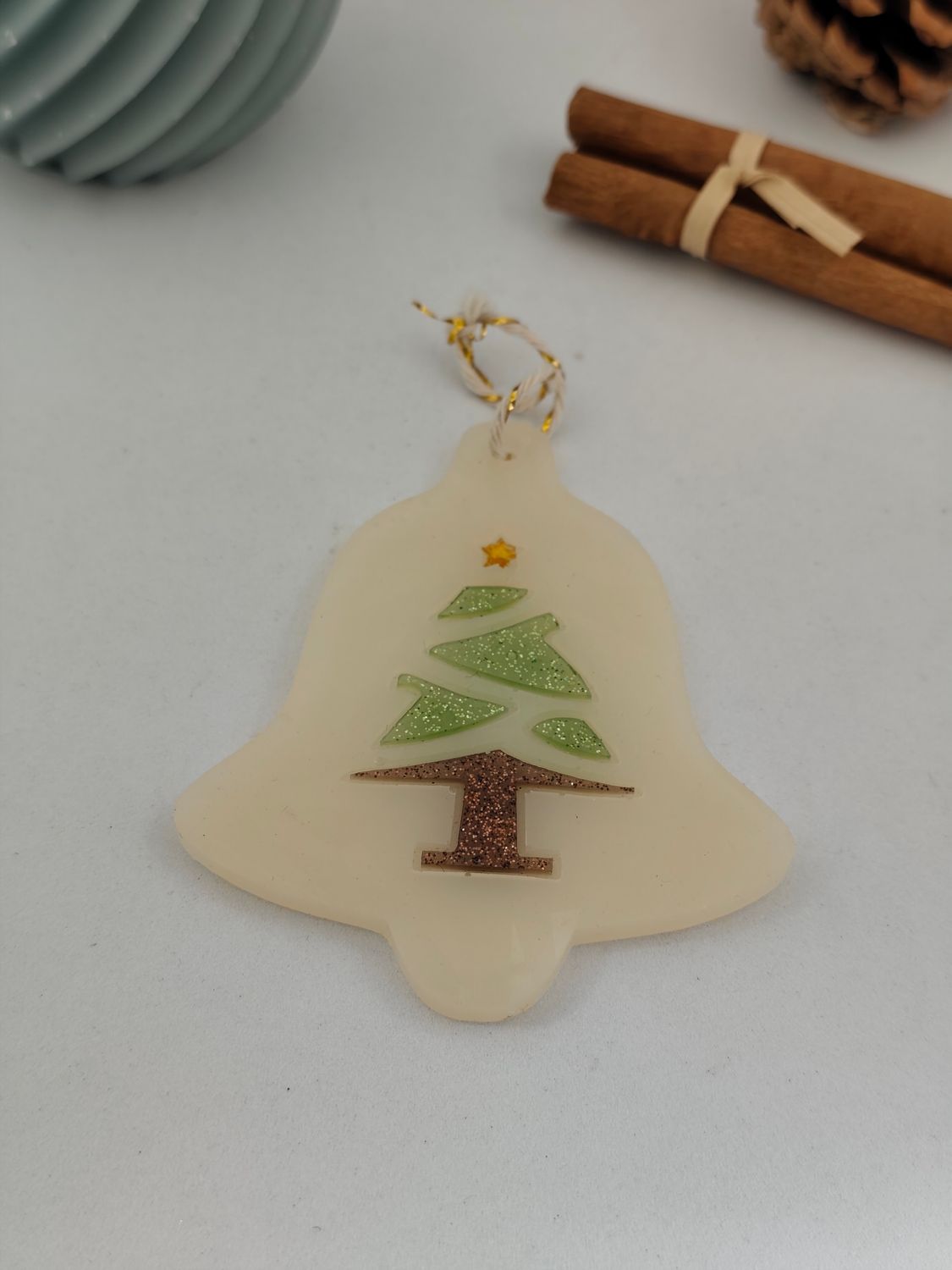 Cloche holographique -  blanc / sapin paillettes