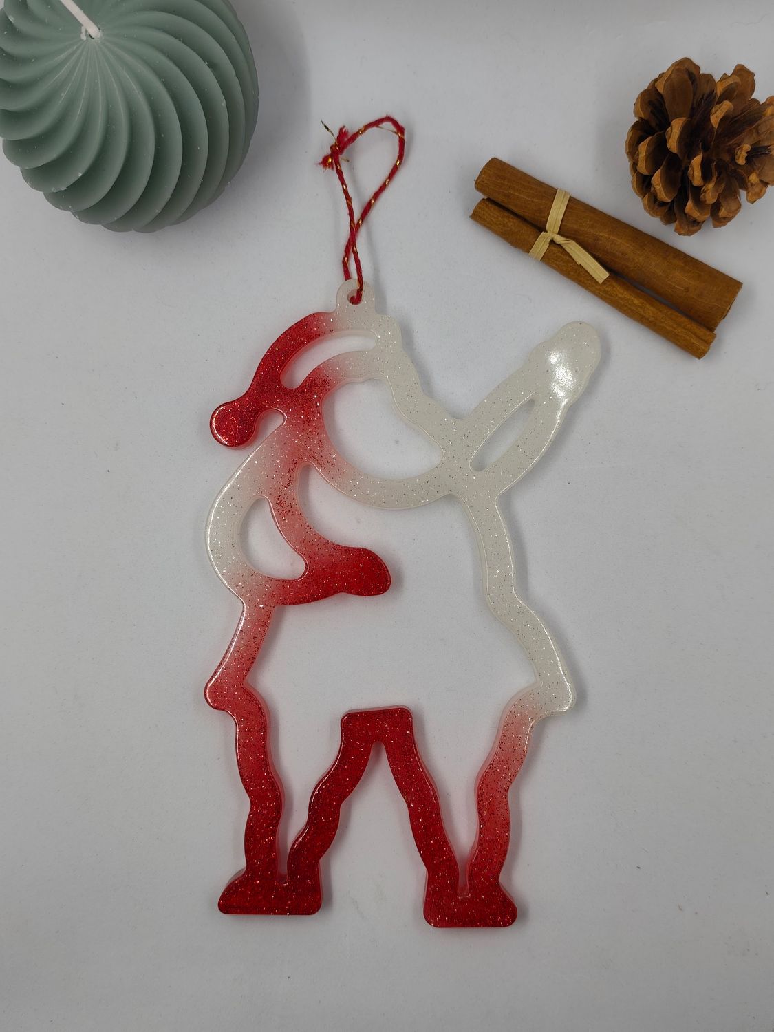 Pere-noel - blanc / rouge paillettes