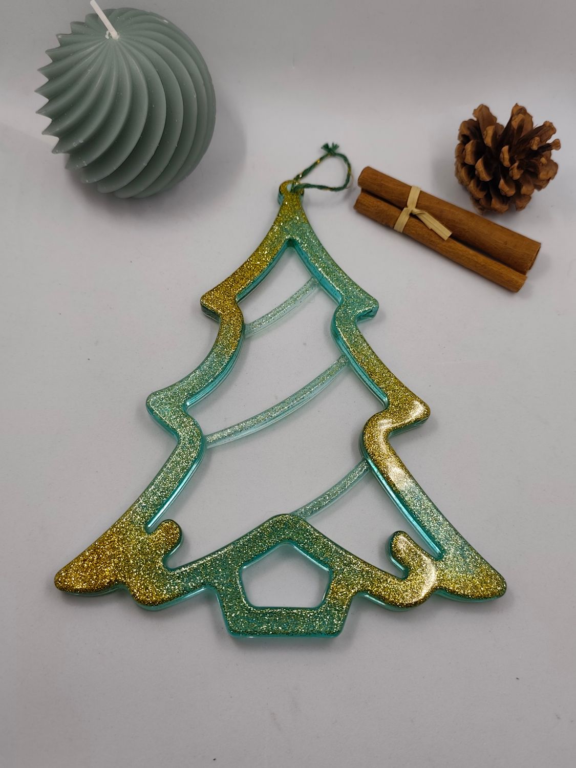 Sapin - vert / doré paillettes
