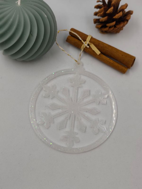 Boule fine - flocon blanc paillettes Boule fine - flocon blanc paillettes