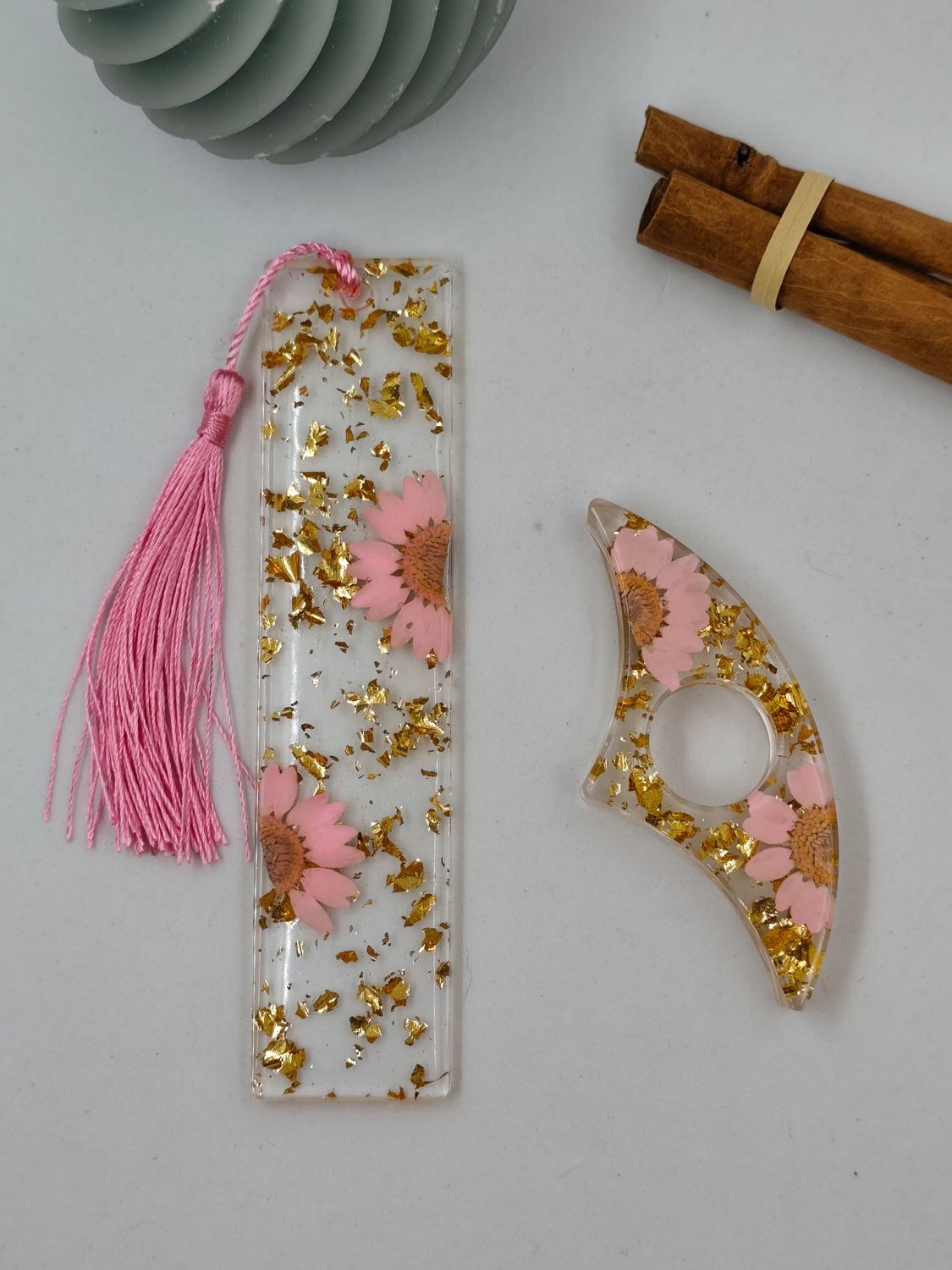 Fleur rose / Doré