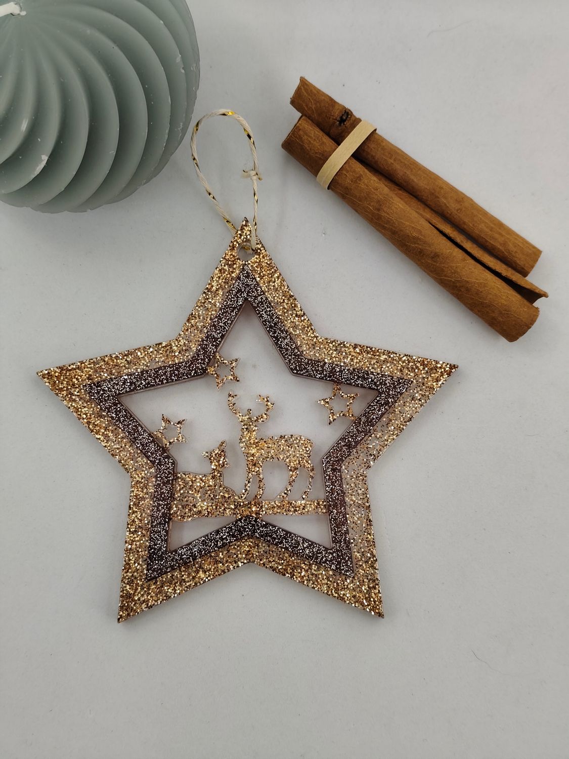 Etoile argenté et marron paillettes