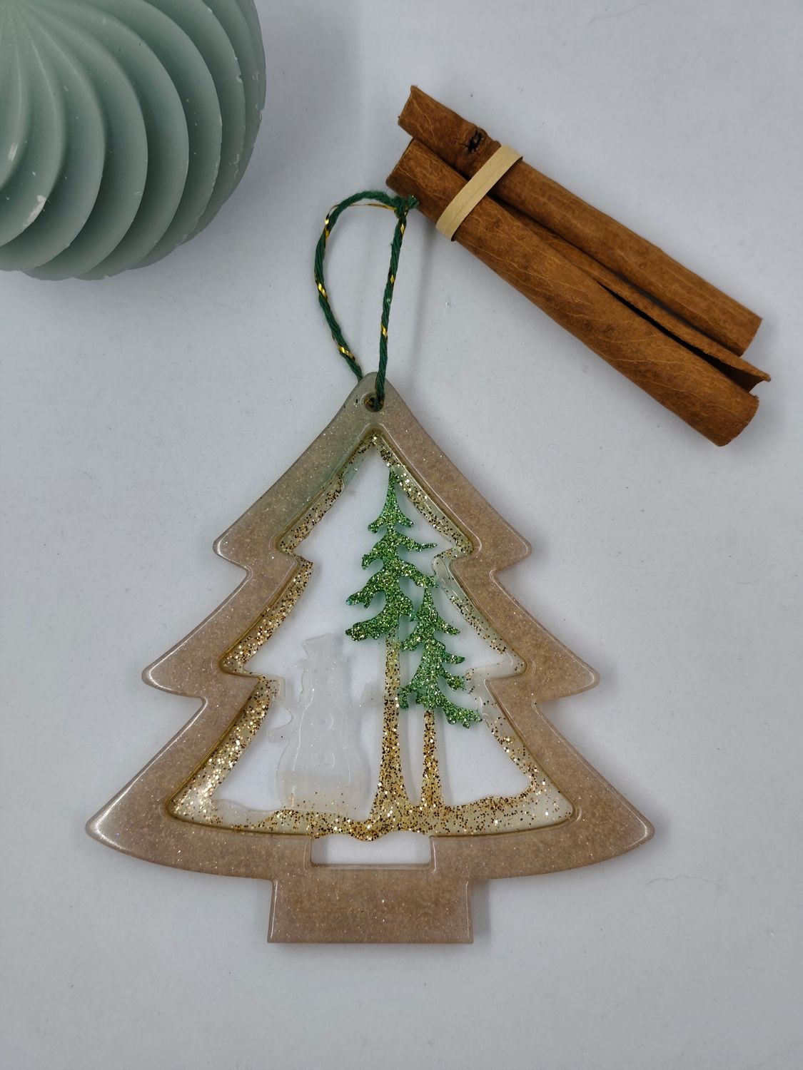 Sapin bonhomme de neige blanc/vert/jaune paillettes
