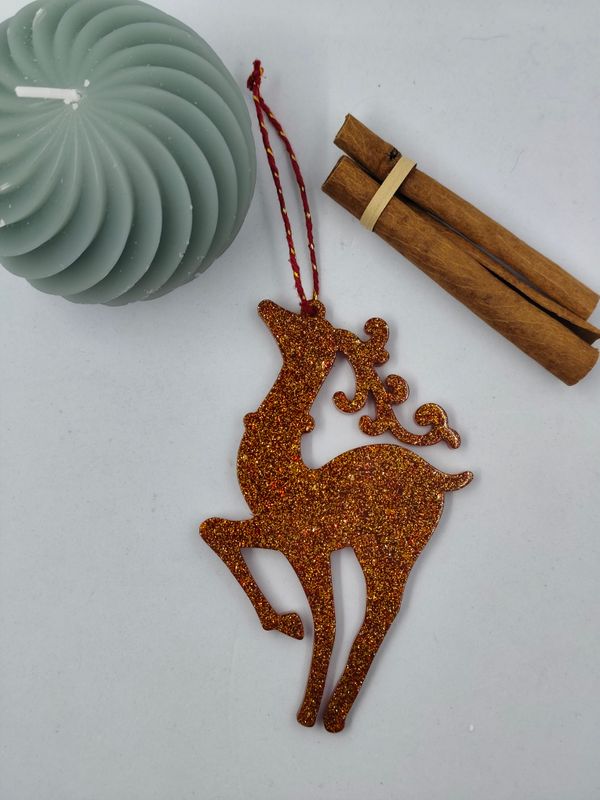 Cerf Petit - rouge / doré paillettes Cerf Petit - rouge / doré paillettes