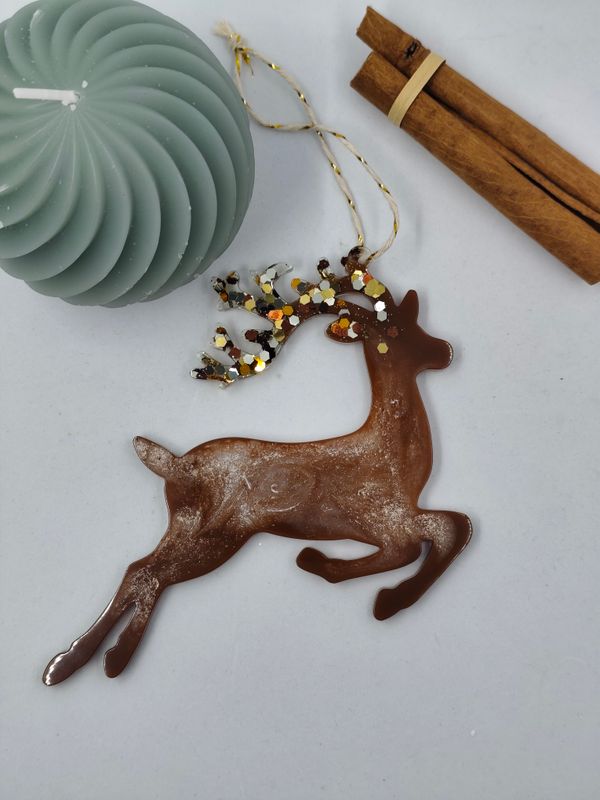 Cerf - blanc / marron / doré paillettes Cerf - blanc / marron / doré paillettes