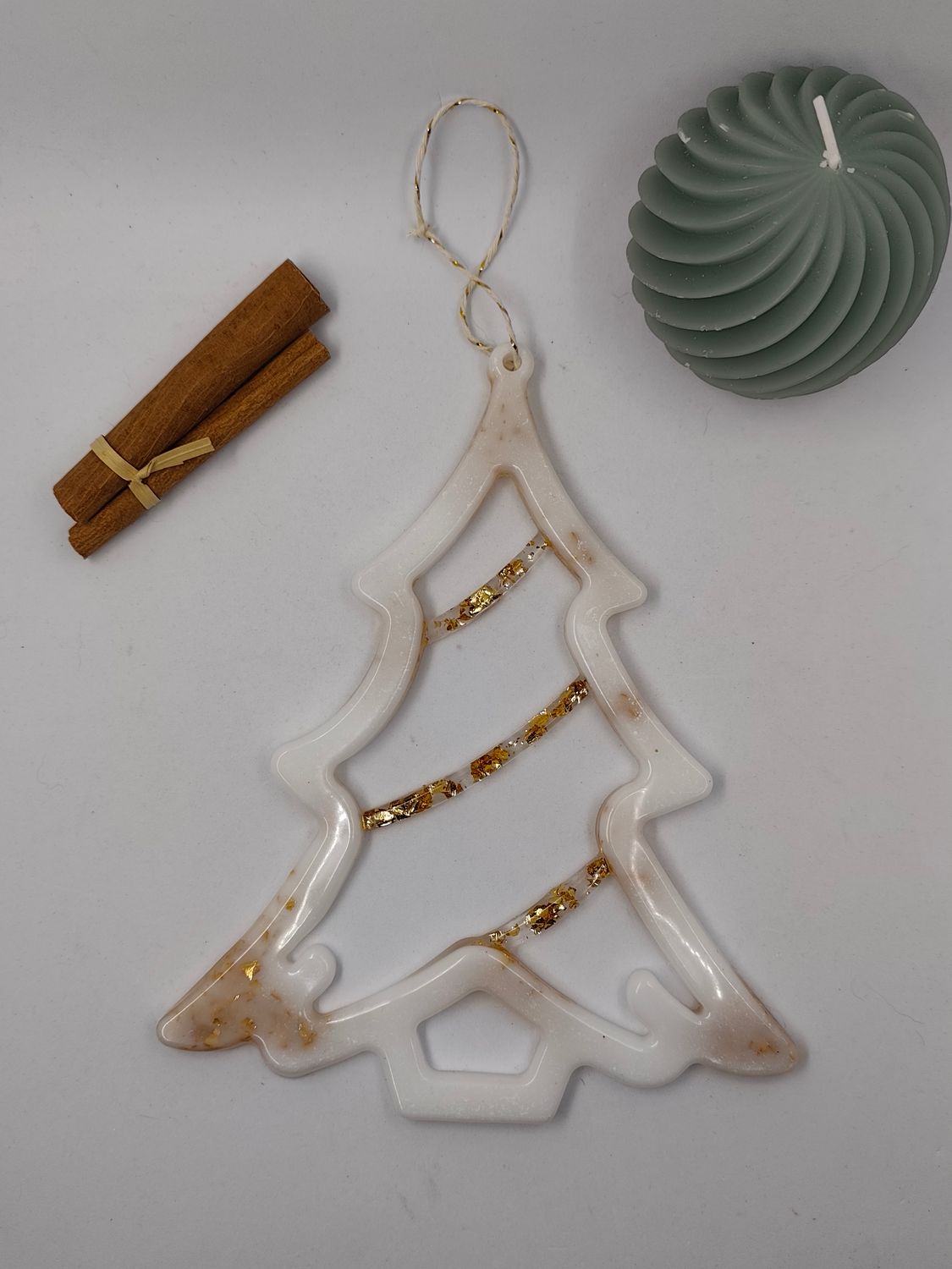 Sapin - blanc / doré paillettes Sapin - blanc / doré paillettes