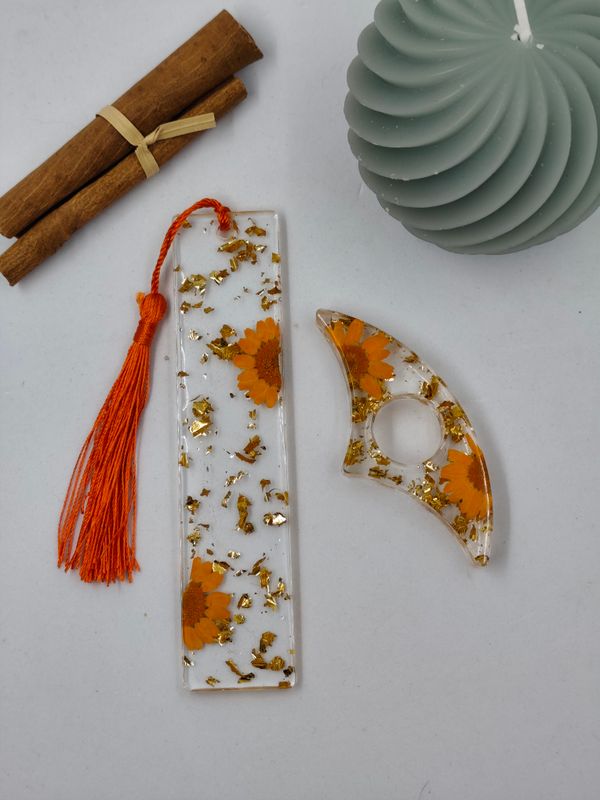 Fleur orange / Doré Fleur orange / Doré