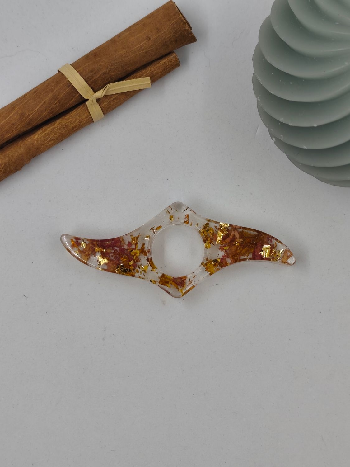 Bague de lecture tribal - fleurs séchées/doré Bague de lecture tribal - fleurs séchées/doré