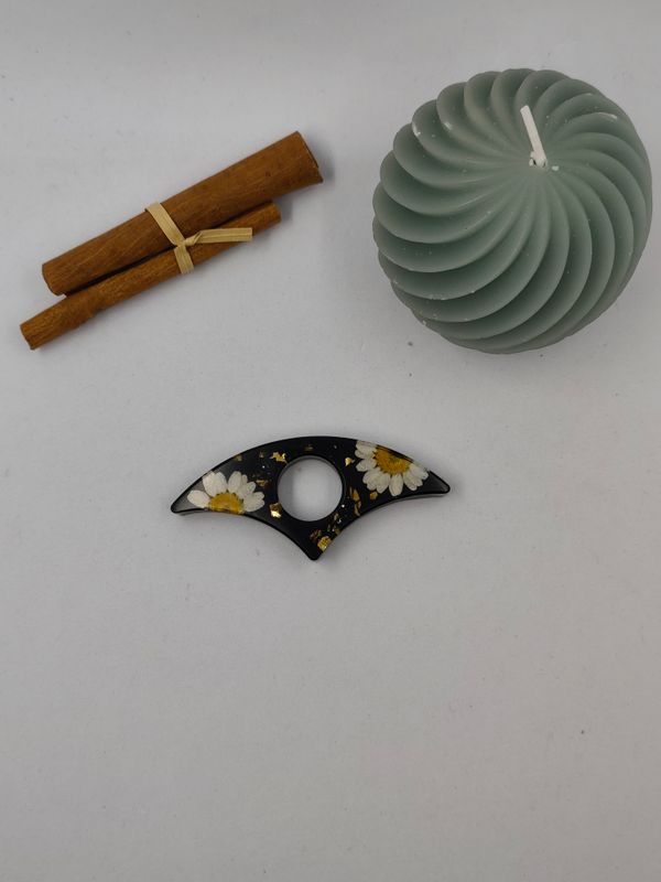 Bague de lecture - noire / fleurs blanches Bague de lecture - noire / fleurs blanches