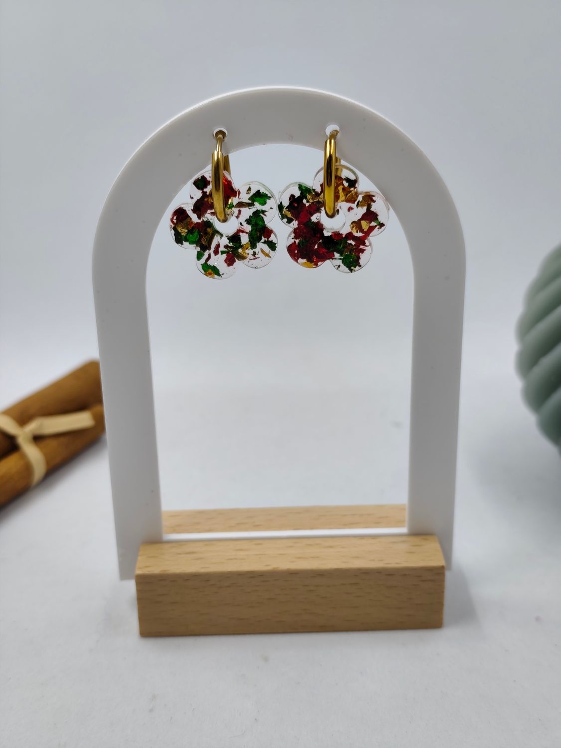 Mim's - feuilles vert doré rouge