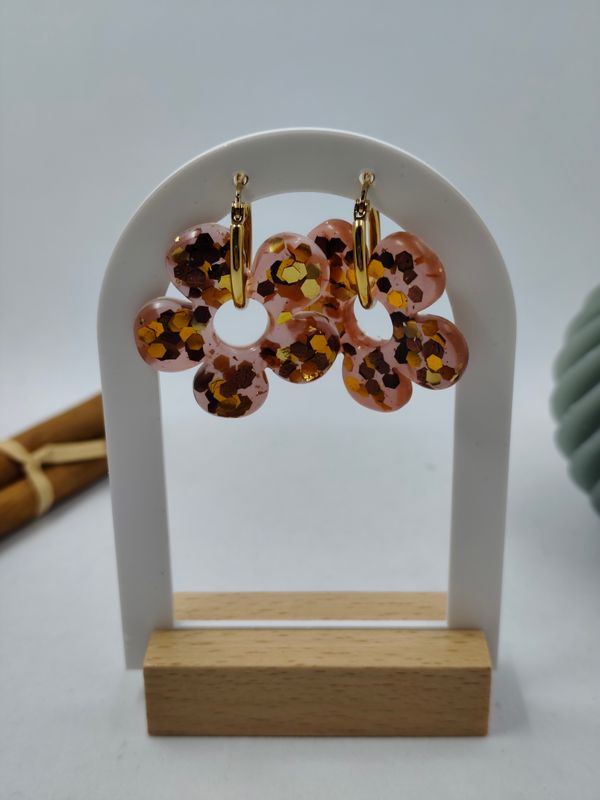 Pampilles paillettes marrons / dorées